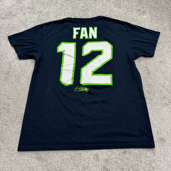 Team Apparel NFL Seattle Seahawks #12 Jersey T- Shirt Mens Medium Blue Fan Tee - Picture 2 of 13